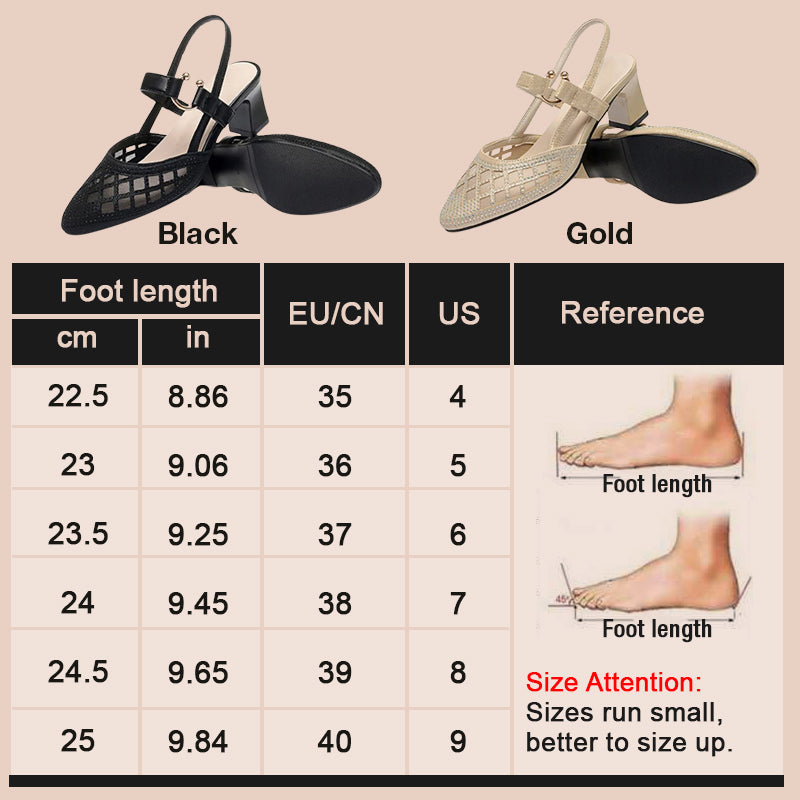 🎁Hot Sale ⏳Pointy Toe Ankle Strap Rhinestone Sandals