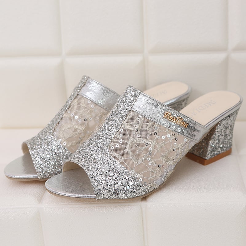 Women's Glitter Sequins Decor Sandals
