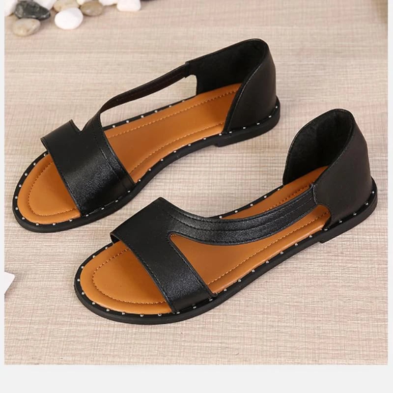 (Big Saleš„)Fish-mouth Rivet Open Toe Flat Sandals