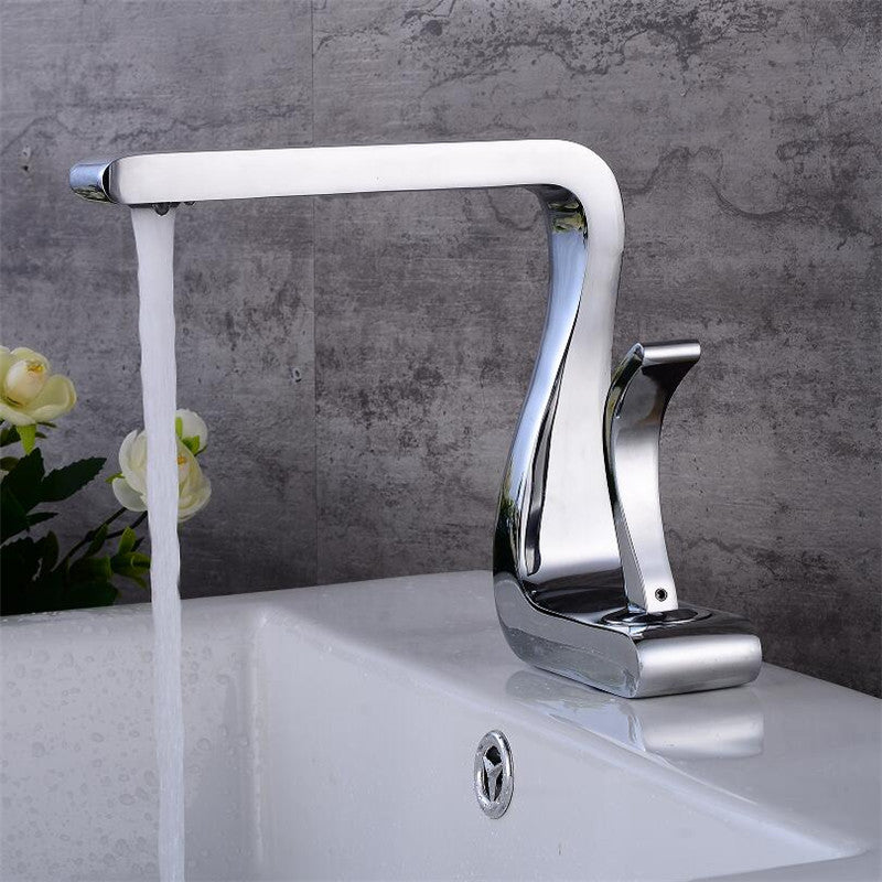 Basin Faucet Gold and White Bathroom Faucet Mixer Tap