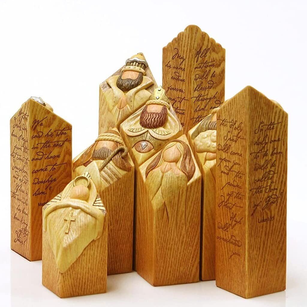 Heaven PillarStatues,9pcs Heaven Nativity Tree Pillar Statues