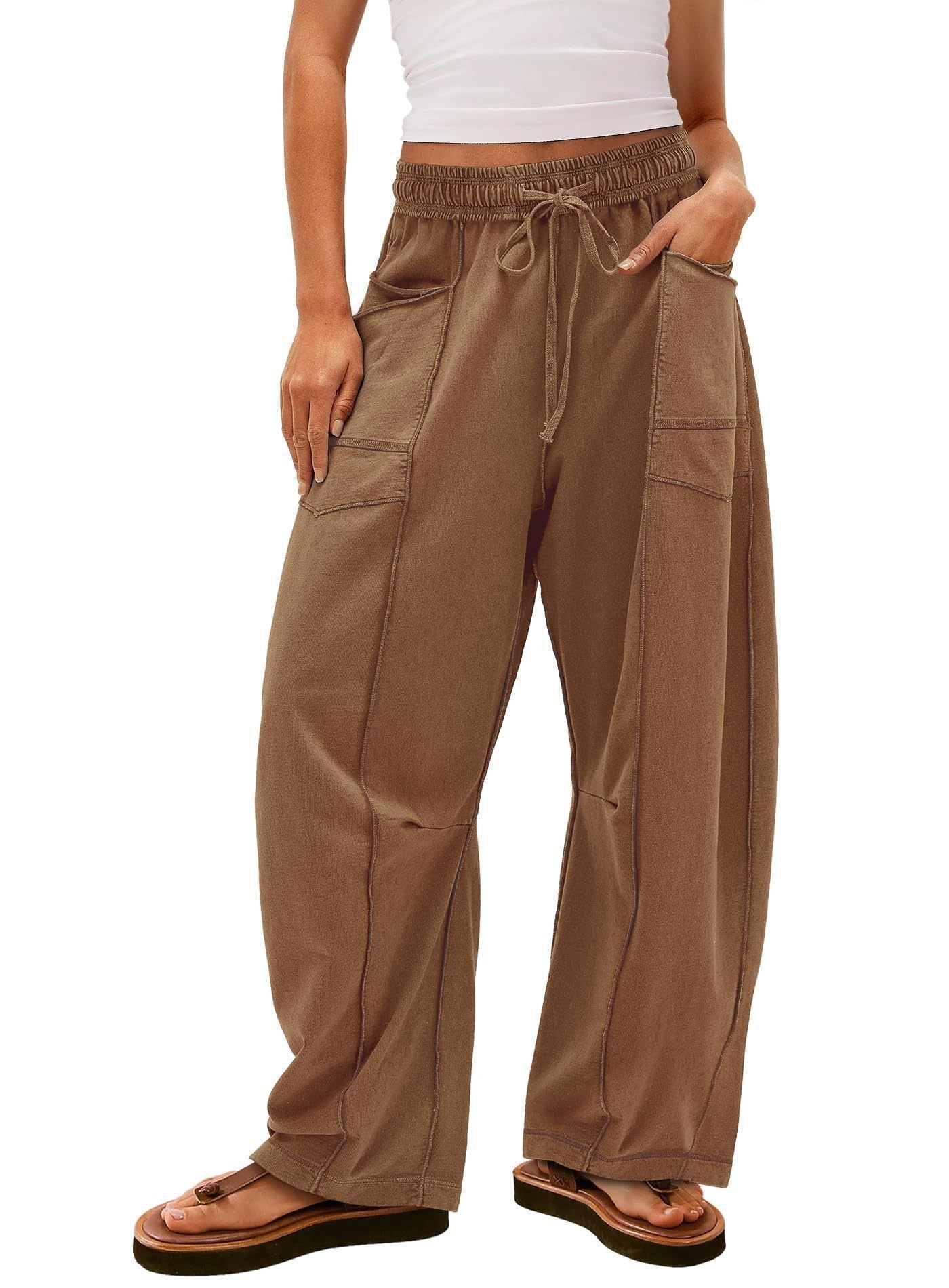 Womens Baggy Barrel Pants Wide Legs, Big Pockets, Zero Stress!