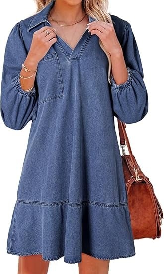 V-Neck Denim Dress — Where Comfort Meets Classic Style
