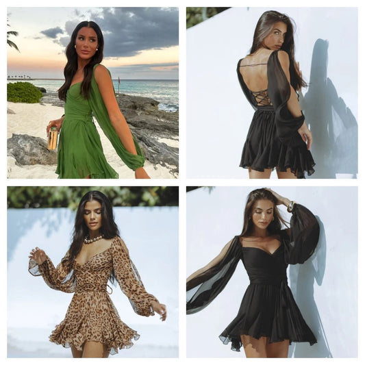 (Hot Sale-49% OFF)V-neck off-the-shoulder Dress