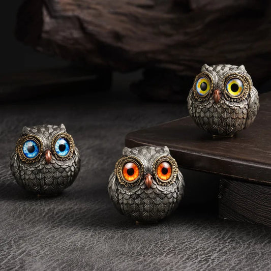 🦉bronze lucky owl guardian statues(3PCS)