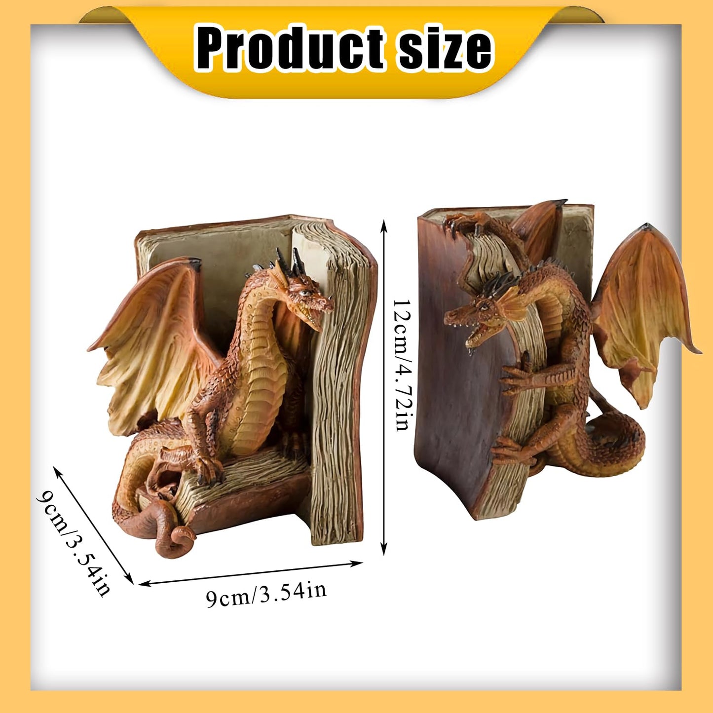 Medieval dragon decorative bookends