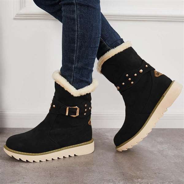 Women Winter Boots Snow Ankle Boots Warm Fur Lined Slip on Booties