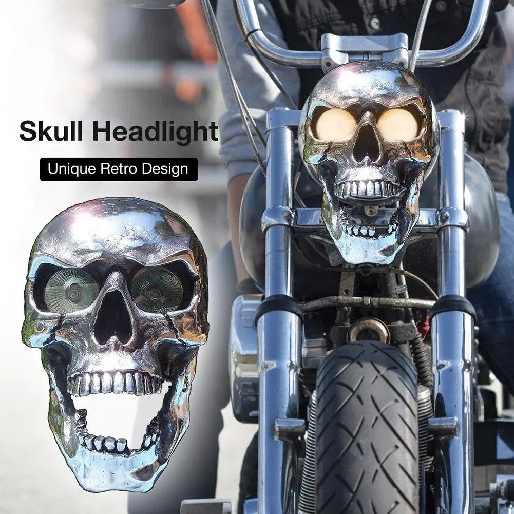 (Upgraded Version) Motorcycle Skull Headlamp Universal Headlamp LED Motorcycle