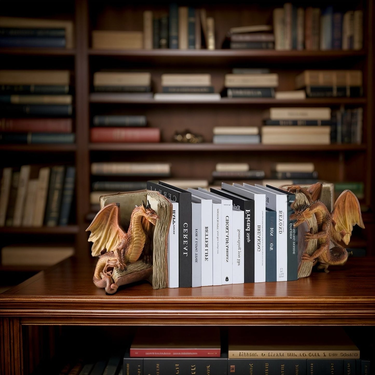 Medieval dragon decorative bookends
