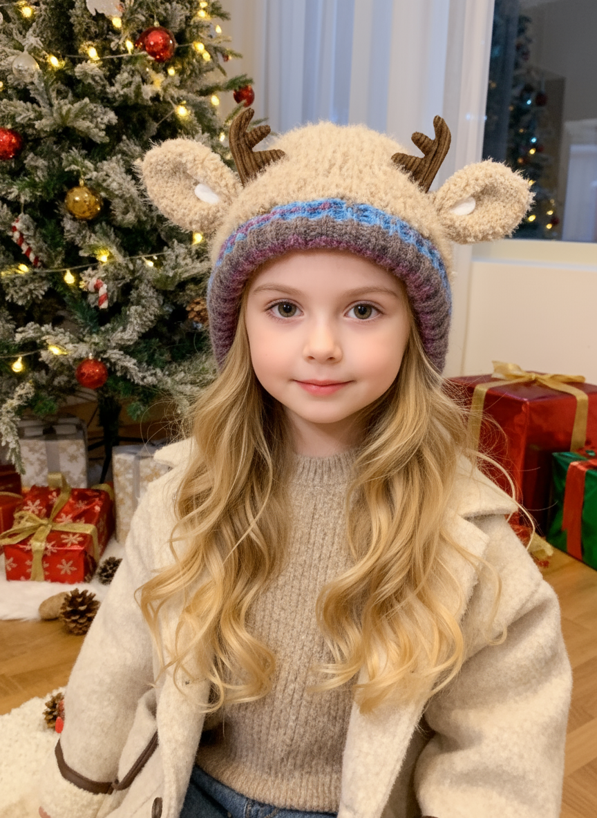 🎄🦌Handmade Knitted Christmas Antler 2-in-1 (Hat/Handbag)🧶