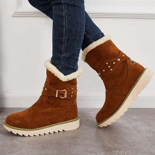 Women Winter Boots Snow Ankle Boots Warm Fur Lined Slip on Booties