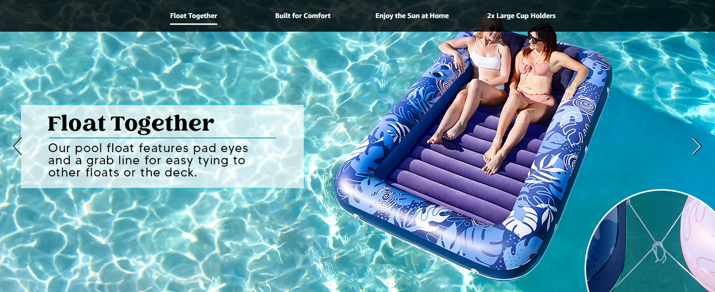 Inflatable Tanning Pool Lounger Float for Adults