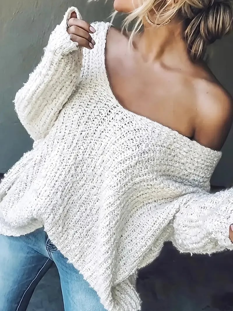 Women's Off-the-Shoulder Sweater Loose Lightweight Pullover Top