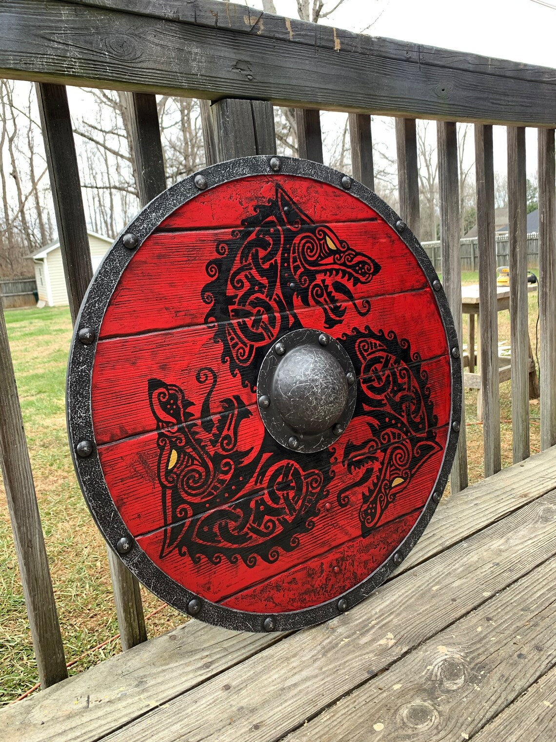 Battle Damaged Viking Wooden Shield 30CM