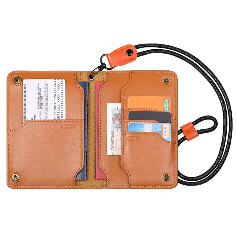 Cowhide multifunctional wallet  passport bag  travel ticket storage  passport holder