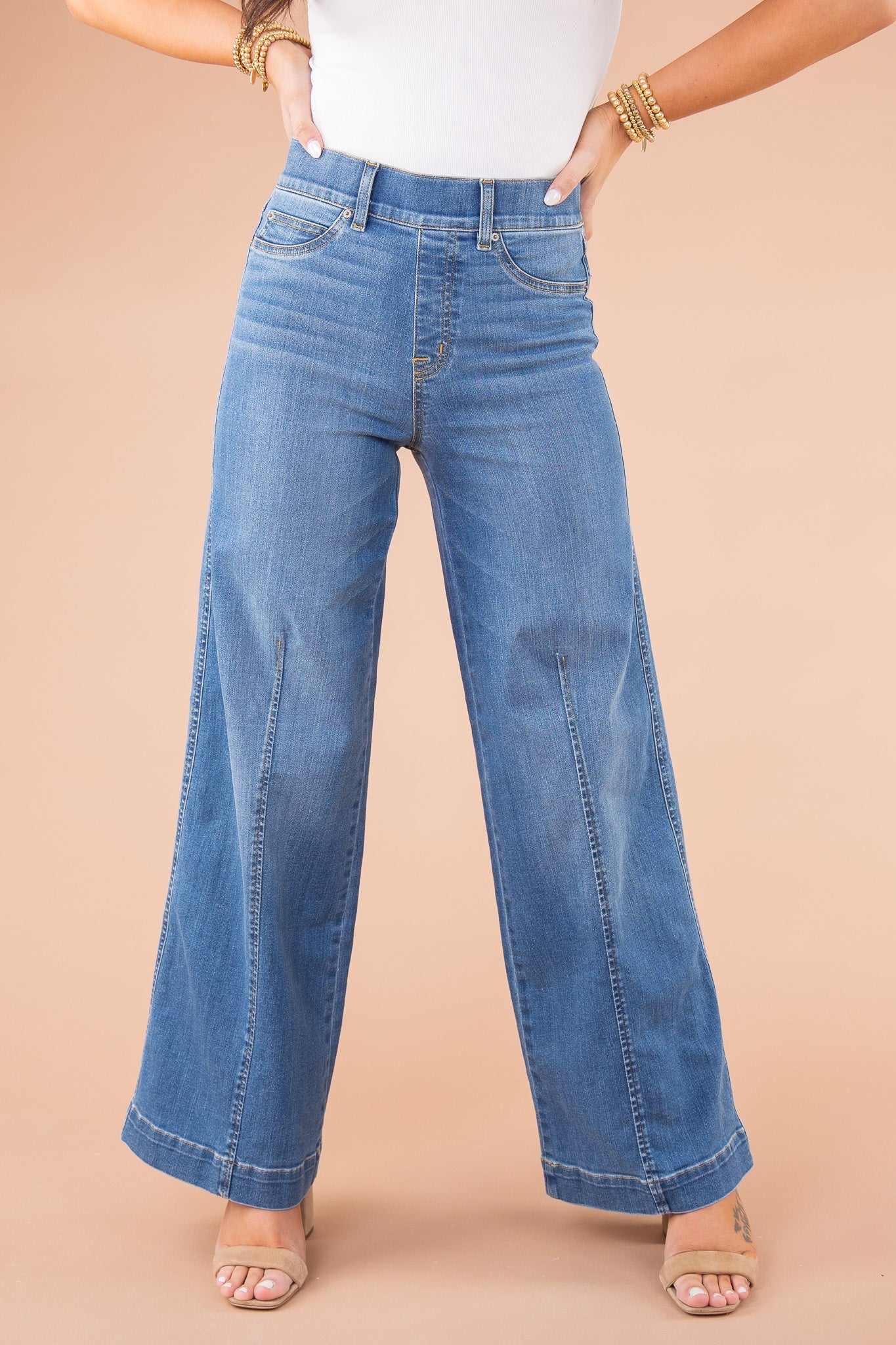 Last day for 55% off 🔥Vintage style sewn front wide leg jeans