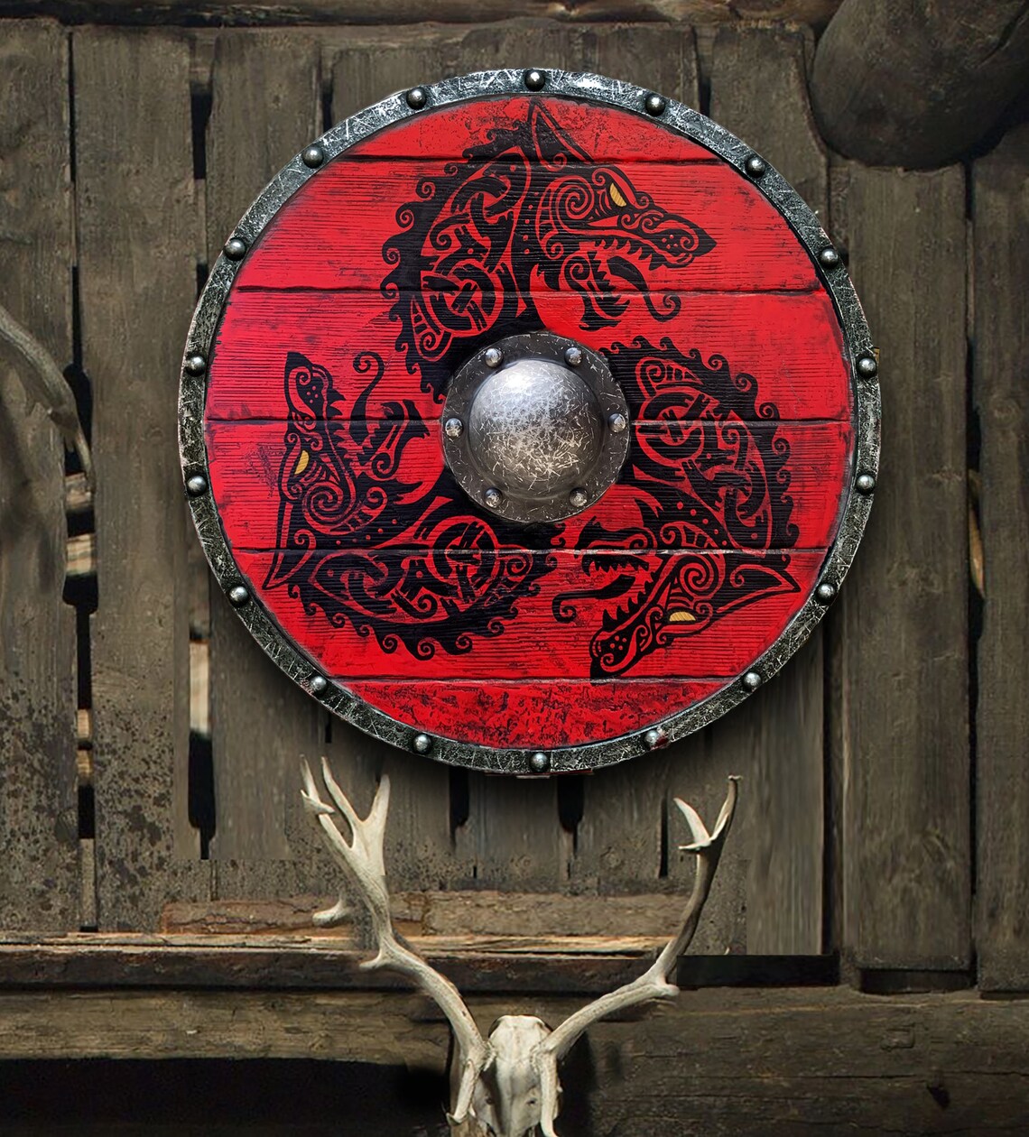 Battle Damaged Viking Wooden Shield 30CM