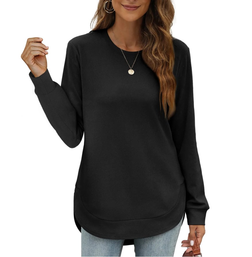 ⏰Women's Sweatshirt Crewneck Curved Hem