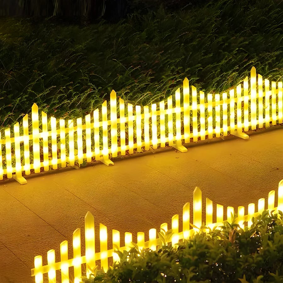 5 Pack Wave-Shaped Solar LED Lighted Garden Fence