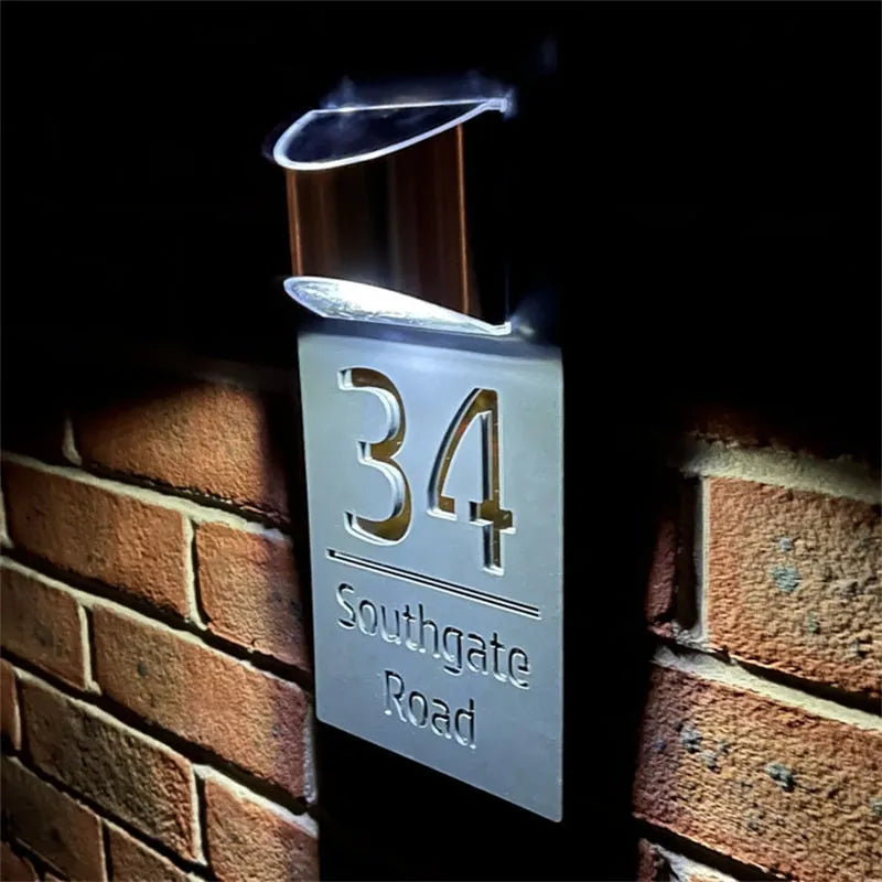 Personalized Solar Modern Door Plaque