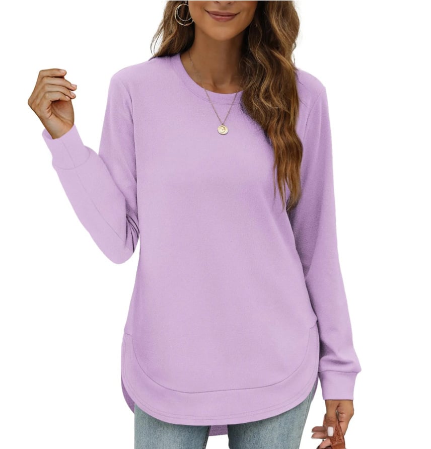 ⏰Women's Sweatshirt Crewneck Curved Hem