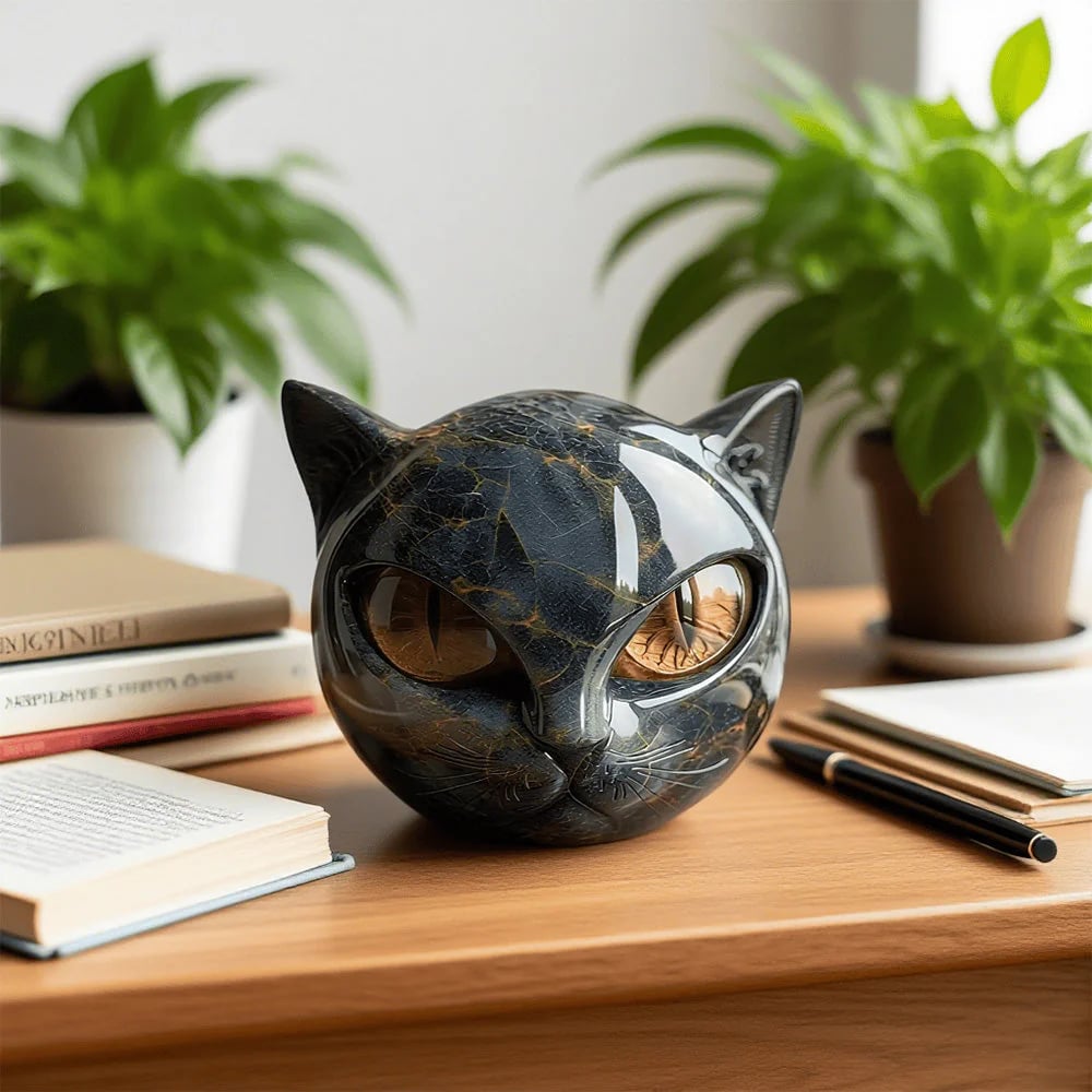 🐈⬛Luxury Black Cat Stone Sculpture – Elegant Home Decoration & Gift-Ready Art Piece