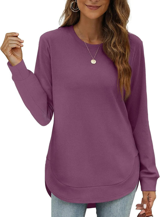 ⏰Women's Sweatshirt Crewneck Curved Hem