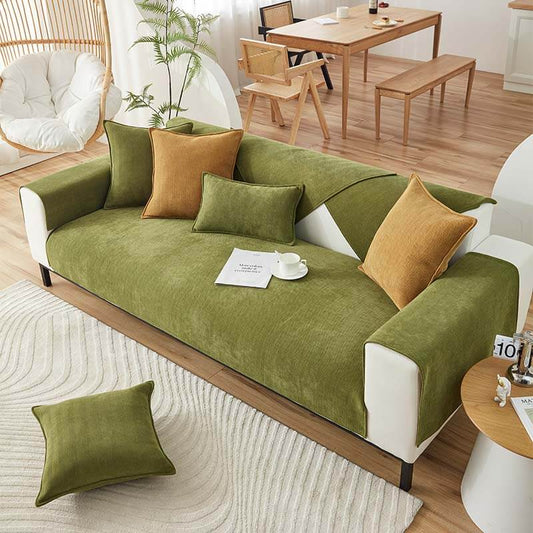 Solid Color Chenille Non-Slip Sofa Cover
