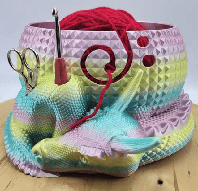 Large Fantasy Dragon and Egg Fantasy Bowl Knitting or Crochet Bowl