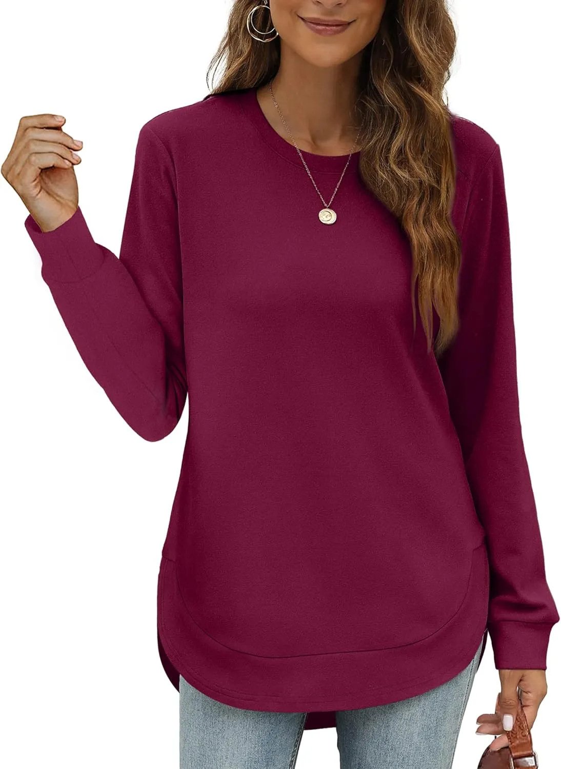 ⏰Women's Sweatshirt Crewneck Curved Hem