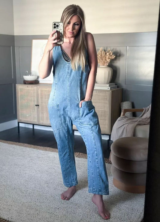 Denim Jumpsuit With Pockets