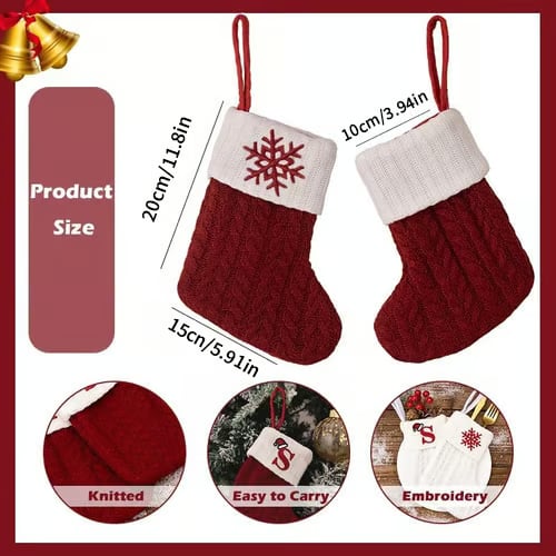 🎅Christmas Sale 49% OFF-🧦Personalized letter knitted Christmas stocking fireplace ornament