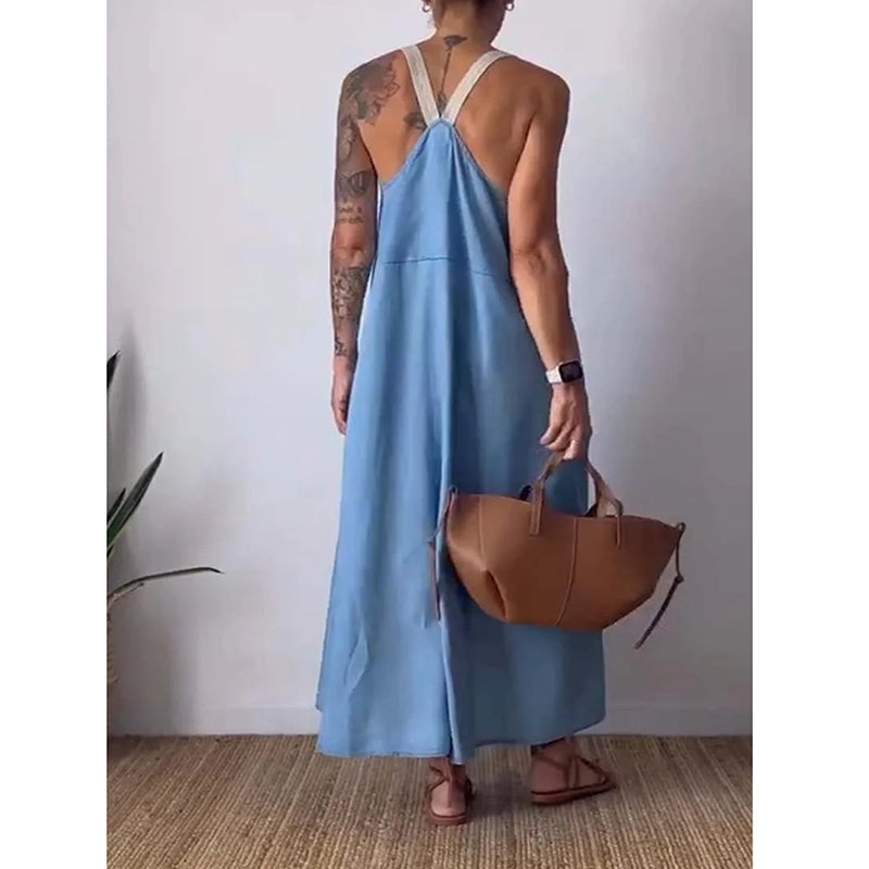 🔥Hot sale in summer💕Women's simple cotton and linen suspender dress - buy two for free shipping