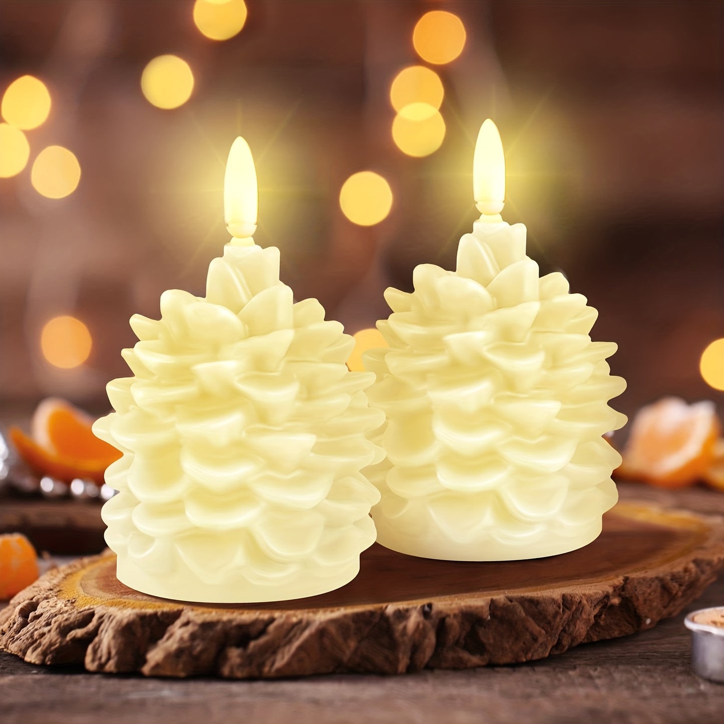 New Christmas pine cone paraffin LED bullet candle light Christmas decoration atmosphere