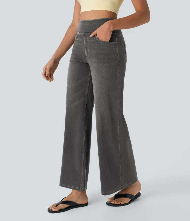 Super Stretch High-Waisted Wide Leg Jeans