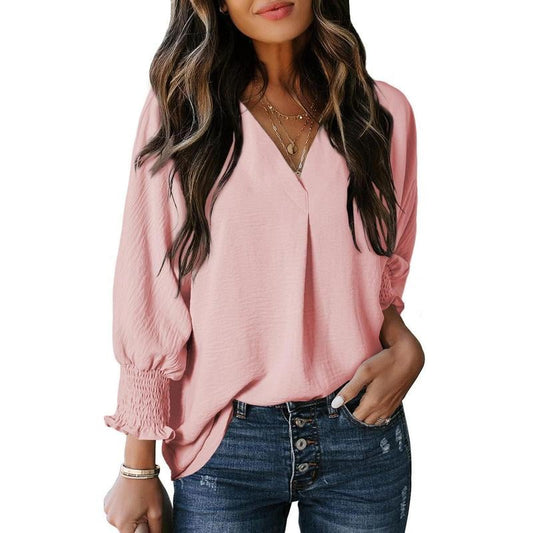 Womens Tunic Tops V Neck Casual Loose 3/4 Sleeve Shirts Dressy Blouses Tops Overiszed T Shirts
