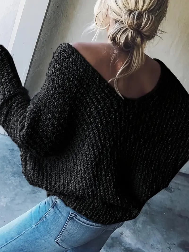 Women's Off-the-Shoulder Sweater Loose Lightweight Pullover Top