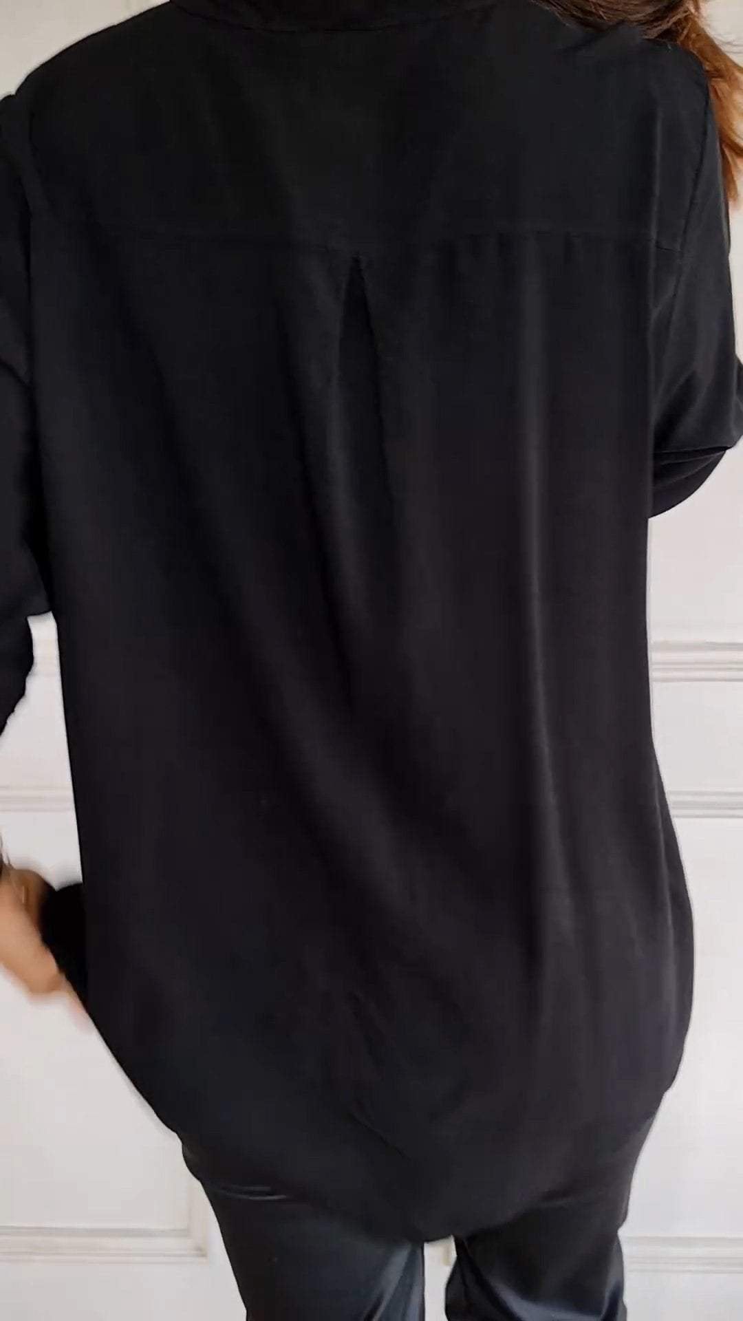 Polyester V-neck Sequin Mid-sleeve Casual Top