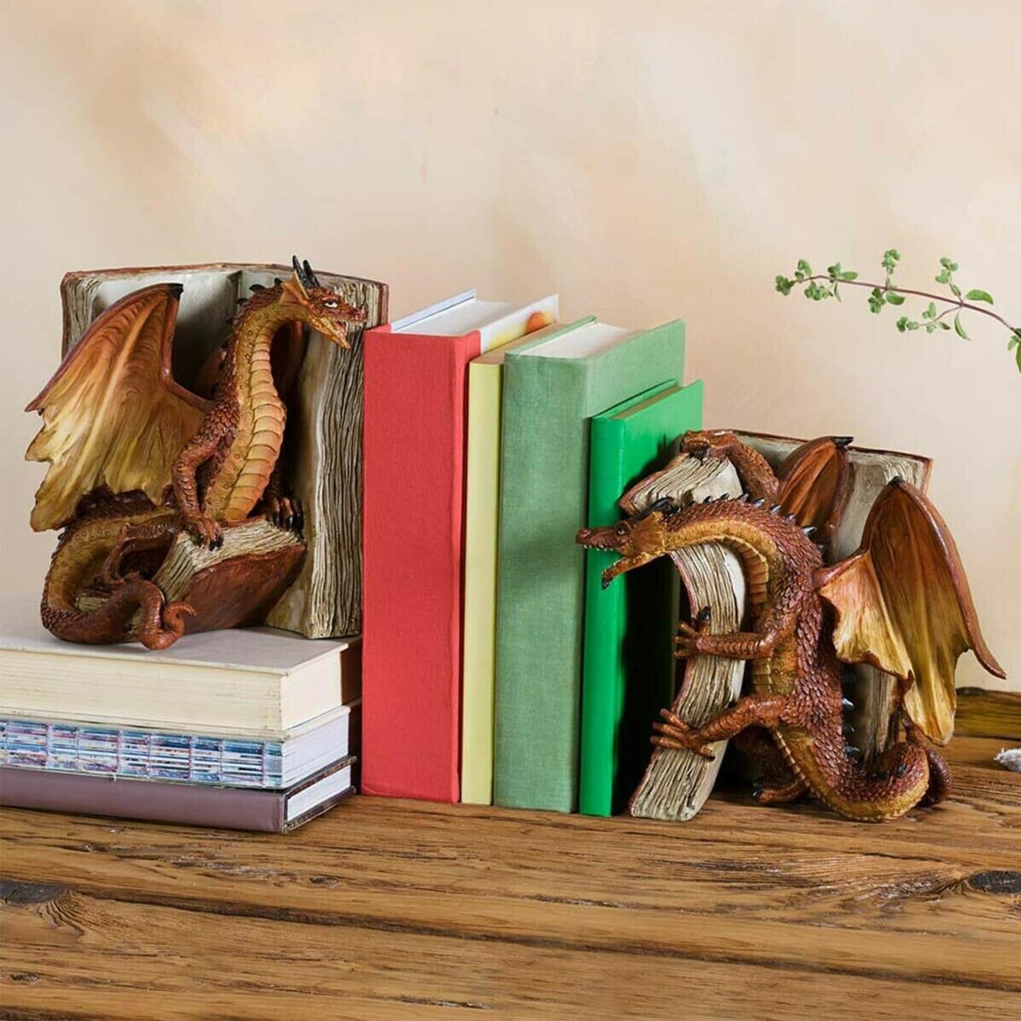 Medieval dragon decorative bookends