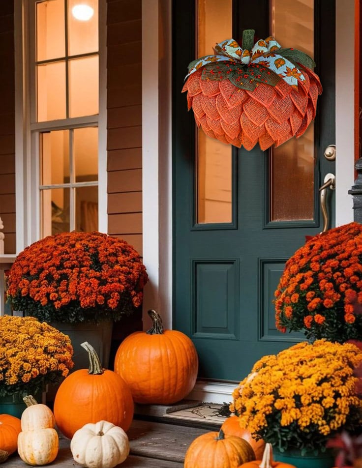 🔥Last Day 60% OFF 🍁 Farmhouse Pumpkin Wreath For Front Door