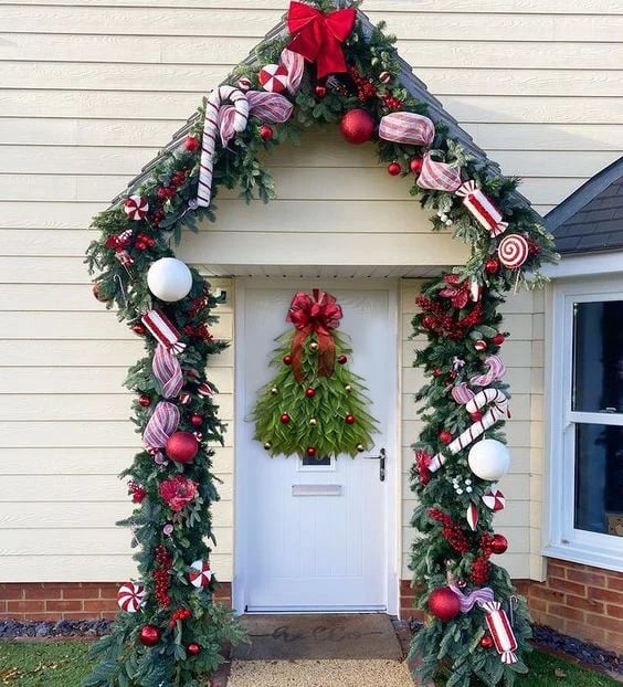 Handmade Christmas Tree Wreath for Front Door