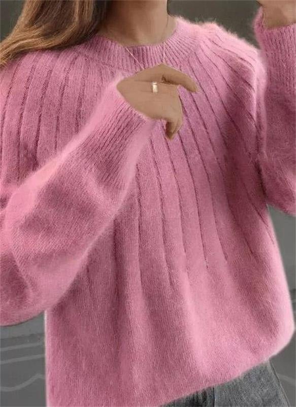 Cashmere Solid Color Fluffy Knitting Sweater