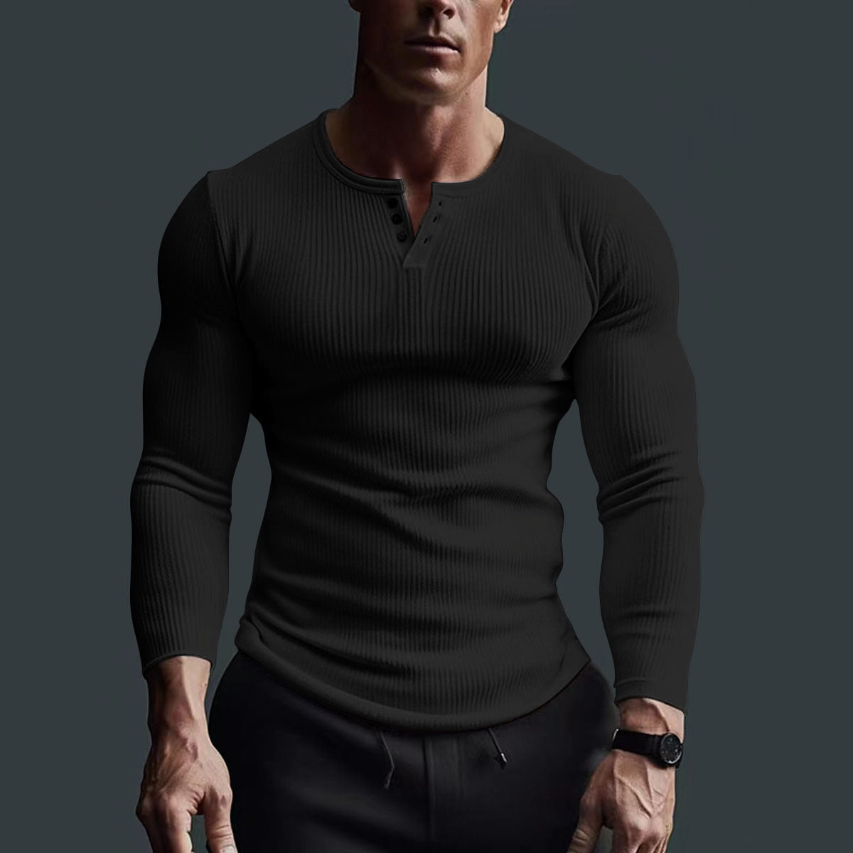 V-NECK LONG-SLEEVED SPORTS T-SHIRT