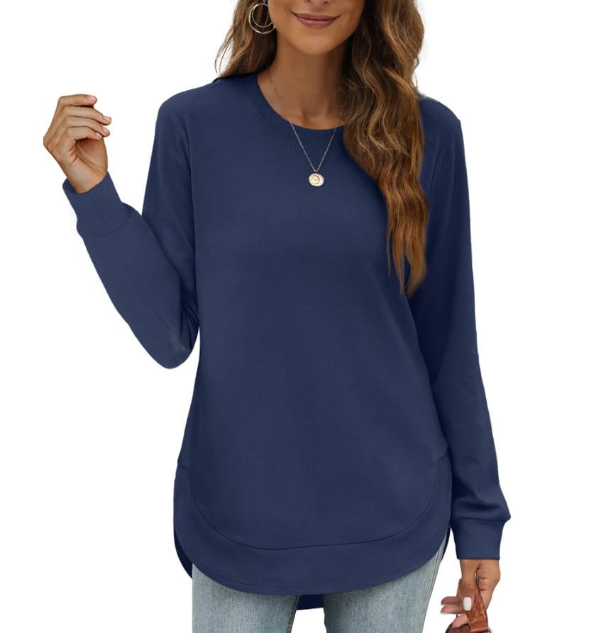 ⏰Women's Sweatshirt Crewneck Curved Hem