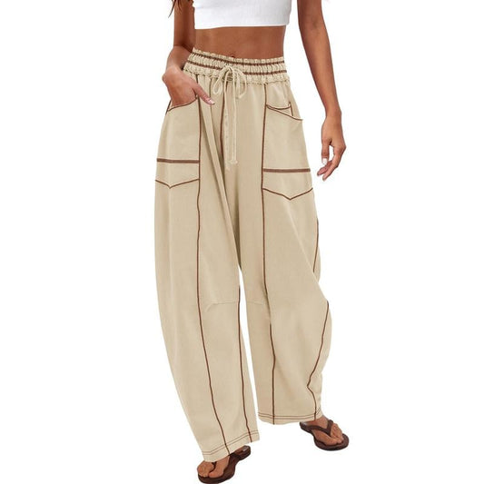 Womens Baggy Barrel Pants Wide Legs, Big Pockets, Zero Stress!