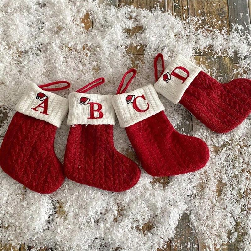 🎅Christmas Sale 49% OFF-🧦Personalized letter knitted Christmas stocking fireplace ornament