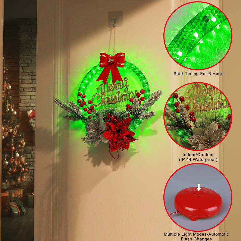 Christmas Wreath Decorations with LED Lights