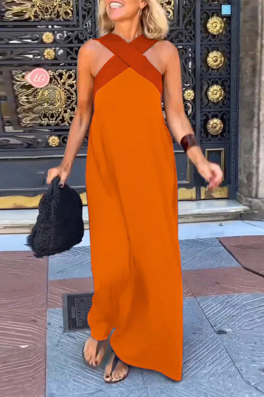 Women's cross backless sleeveless dress