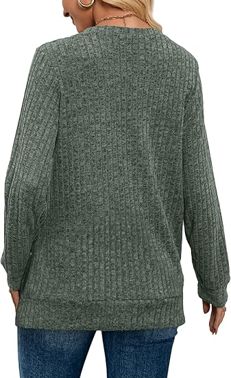 💖✨Women's V Neck Long Sleeve Solid Sweater