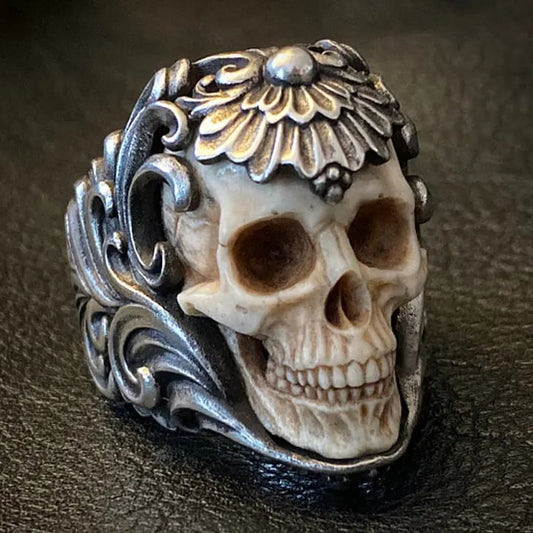 ⏰Hot Sale 49% OFF -Vintage Polish Floral Armor Antler Skull Ring